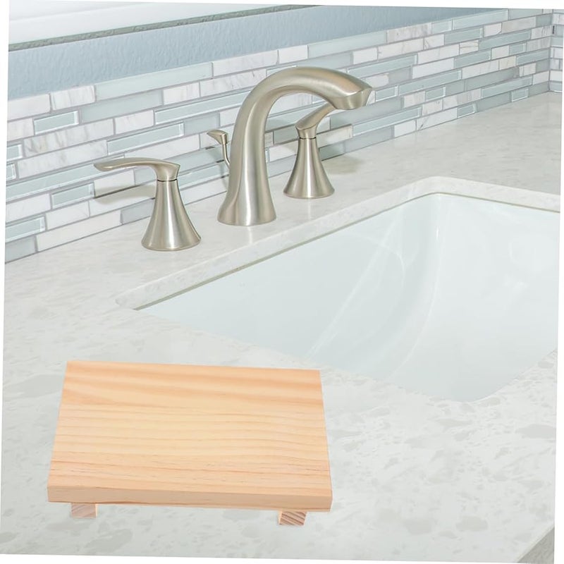 Natural Wood Bathroom Vanity Tray Soap Toiletries Countertop Organizer - Image 4